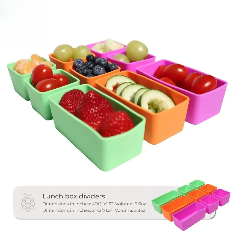 1/3/6PCS Reusable Silicone Lunch Divider Microwaveable Dish Cup Bento Box Insert for Kids Salad Dressing Sauce Container Use