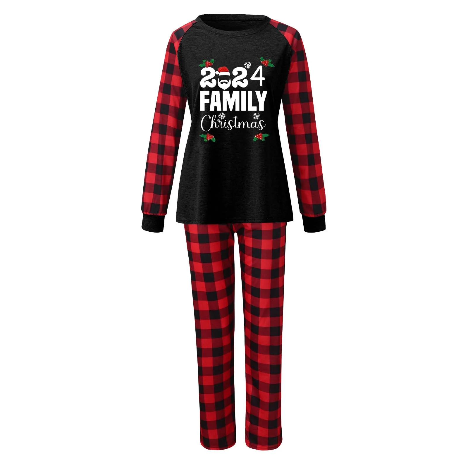 Conjuntos de pijamas familiares navideños, pijamas a cuadros, conjunto de pijama familiar, conjunto de pijama con camiseta y pantalones de manga larga 2025