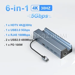 6 - in - 1 Multi - Device Docking Station with 4K Display, Fast Charging, and High - Speed Connectivity (4K30Hz)