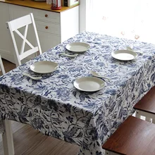 

Cotton Tablecloths, Waterproof Table Covers Blue And White Porcelain Blue White Dining Table Coffee Table Deco