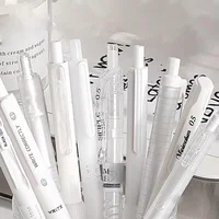 5Pcs Minimalist Transparent 0.5mm Gel Pens Set Large Capacity Quick-Drying Black Ink Pen Fashion Office Signature Pen 5