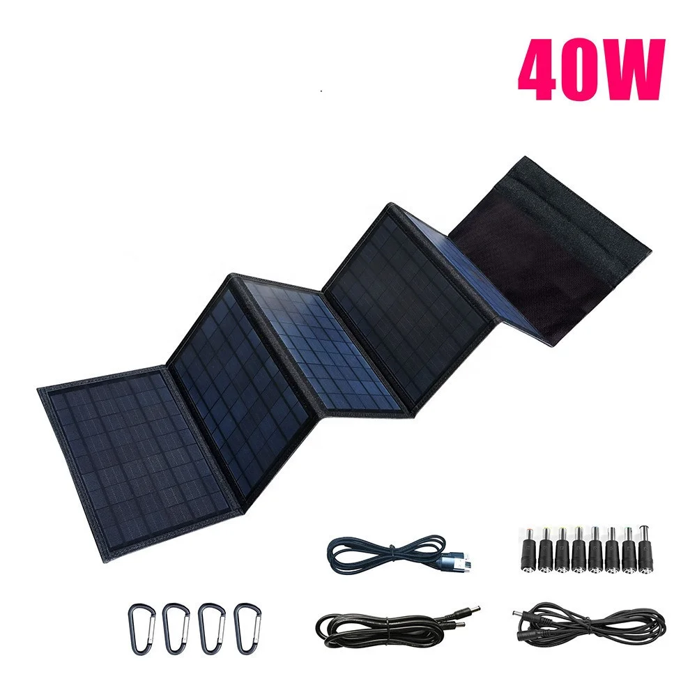 Pannello Solare Pannelli Fotovoltaici Ricarica Borsa Pieghevole Per Telefono Cellulare 12 V40W Tavola Portatile Da Esterno Pieghevole