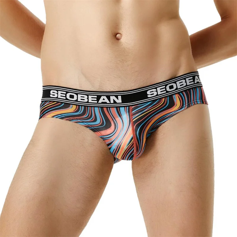 cotton briefs 2022 SEOBEAN Sexy Men's Underwear Bikini briefs Low-rise Male Underpants  Printed Pattern Underwear Fashion Men Briefs boxer briefs with pouch Briefs