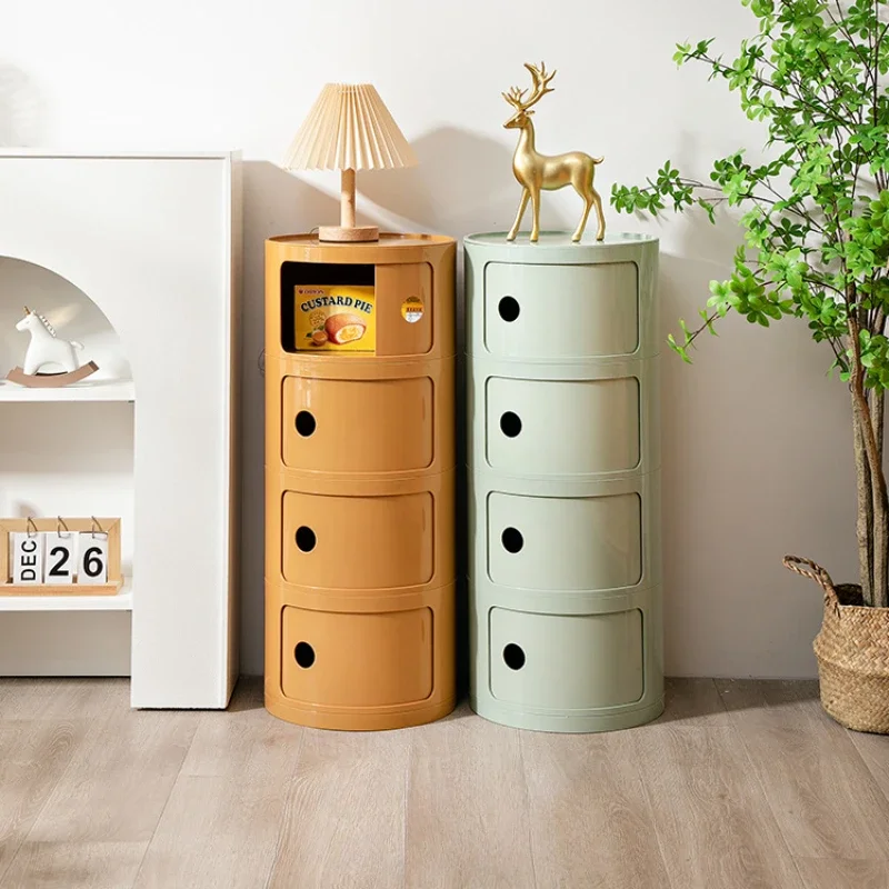 Comodino rotondo bianco con grande capacità di stoccaggio - immagine 2