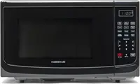 NEW Compact Countertop Microwave Oven 1.1 Cu. Ft. 1100-Watt with LED Lighting, Child Lock, Easy Clean Grey Interior, Black 1