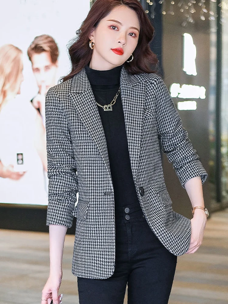 High-quality female Plaid Loose blazers Casual Women's Coats Fashion Outwear Jacket Office Lady