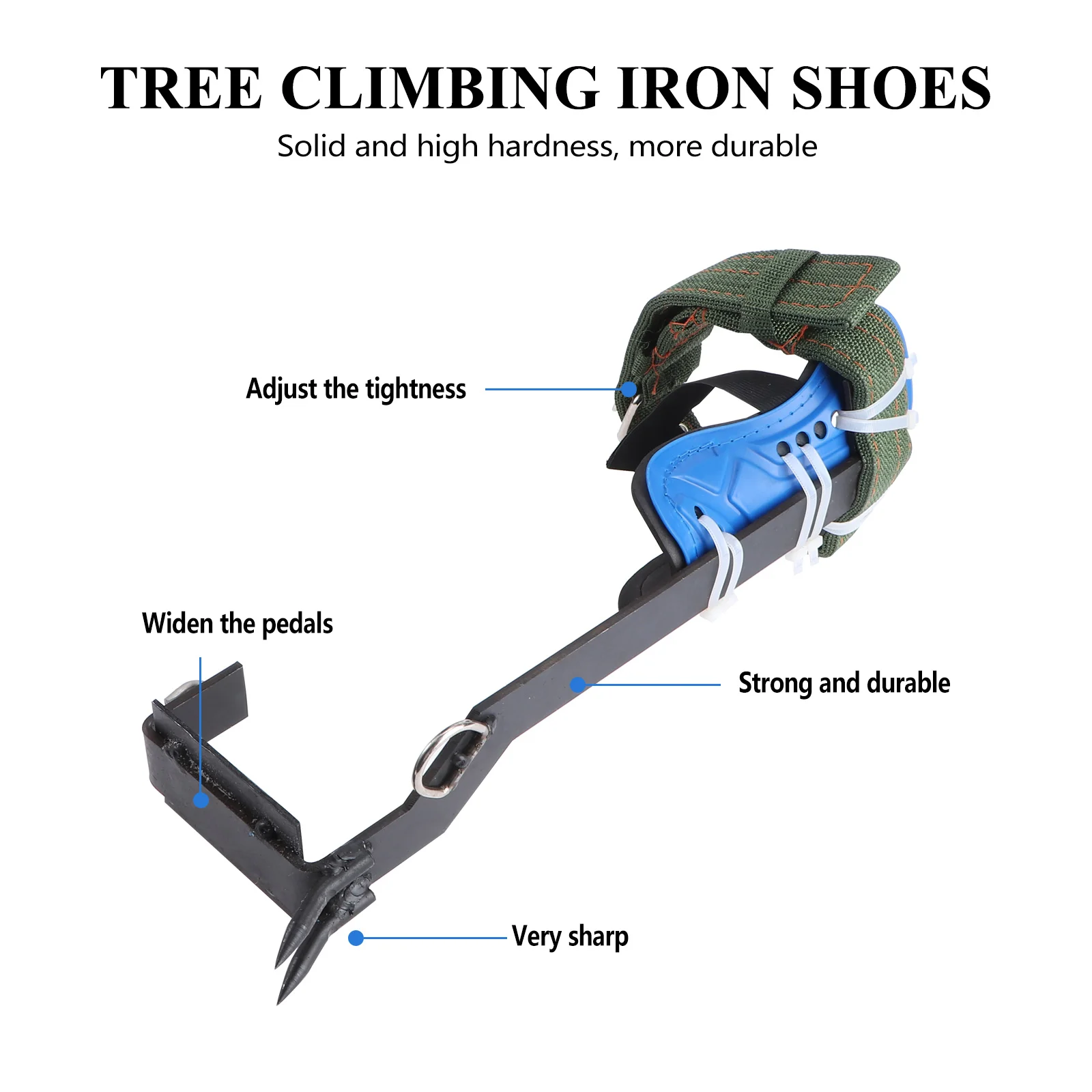 1Set Durable Iron Climbing Shoes Tree Spikes Practical Tool Aid Pole Climbing Spike Shoes Blind Stand Hunting Arborist Tree