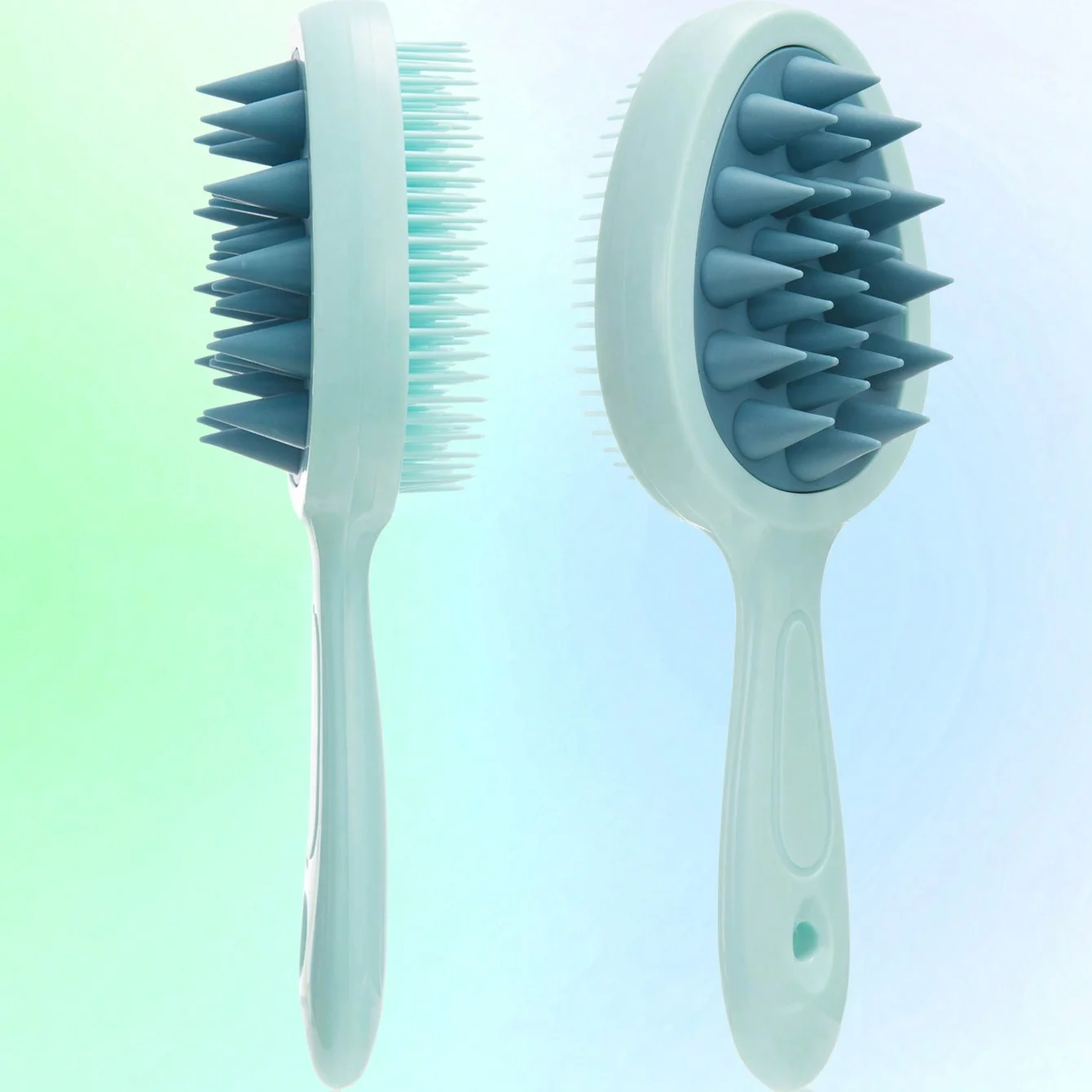 2-in-1 Detangling Hair Brush – Scalp Massage Dual-Purpose Finishing Comb with Long Handle for Wet & Dry Use, Double-Tooth Design