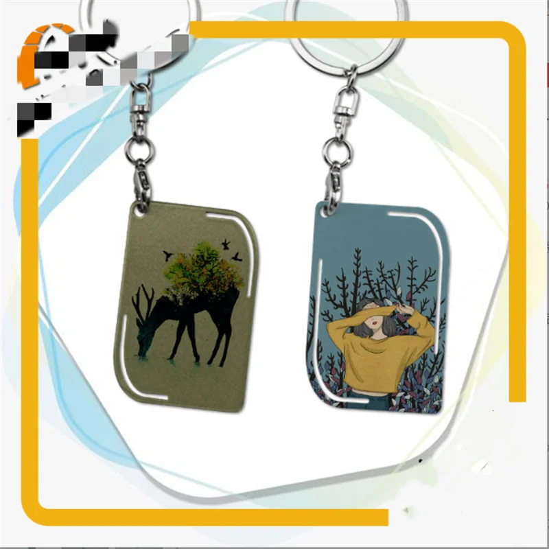 

Free Shipping 30pcs/lot sublimation blank metallic Hollowed-out key chain gifts Heat Transfer printing DIY gifts