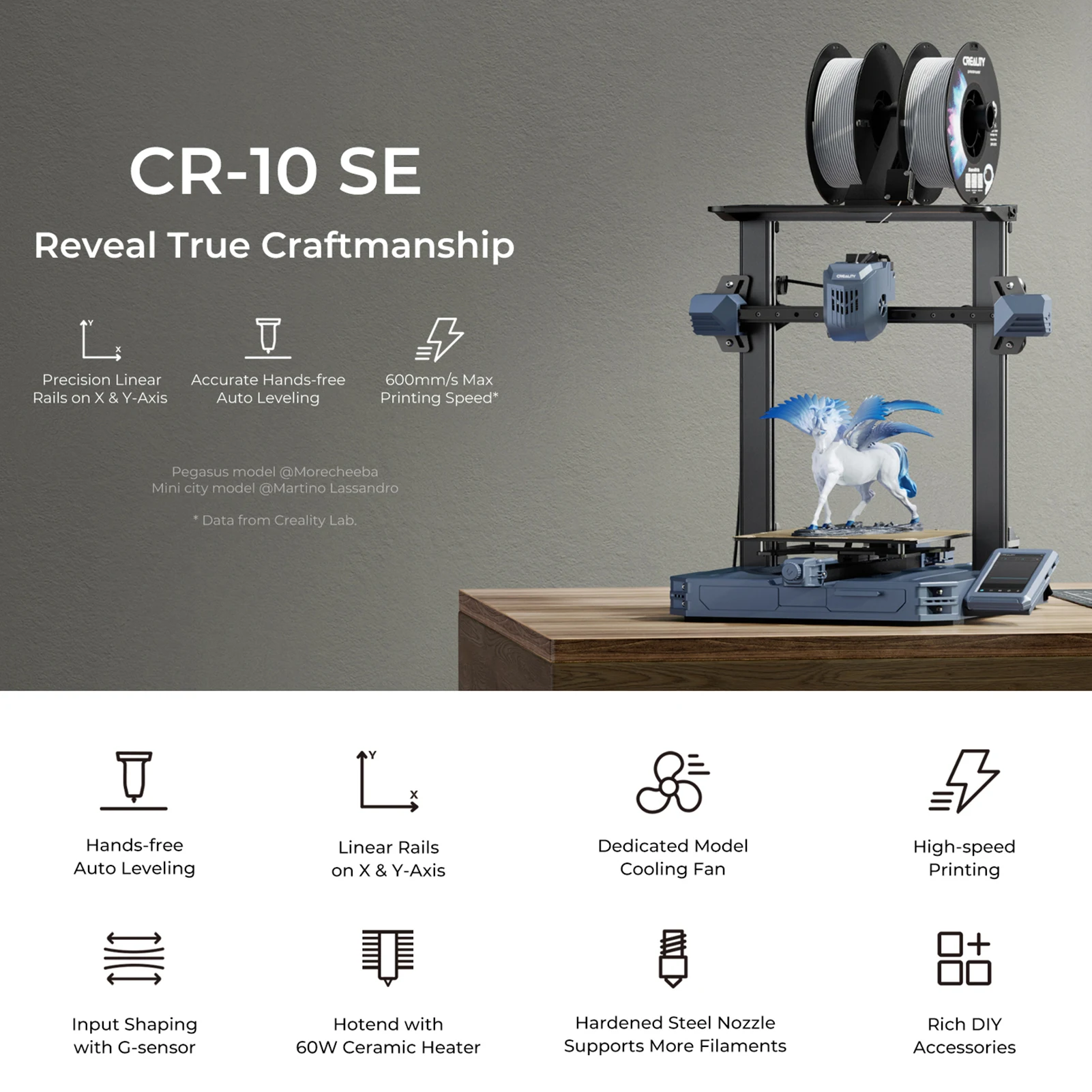 Creality CR10-SE 고속 인쇄 3D 프린터, 정밀 X 및 Y 축 선형 레일, 직접 압출 지지대, 다양한 3D 프린터