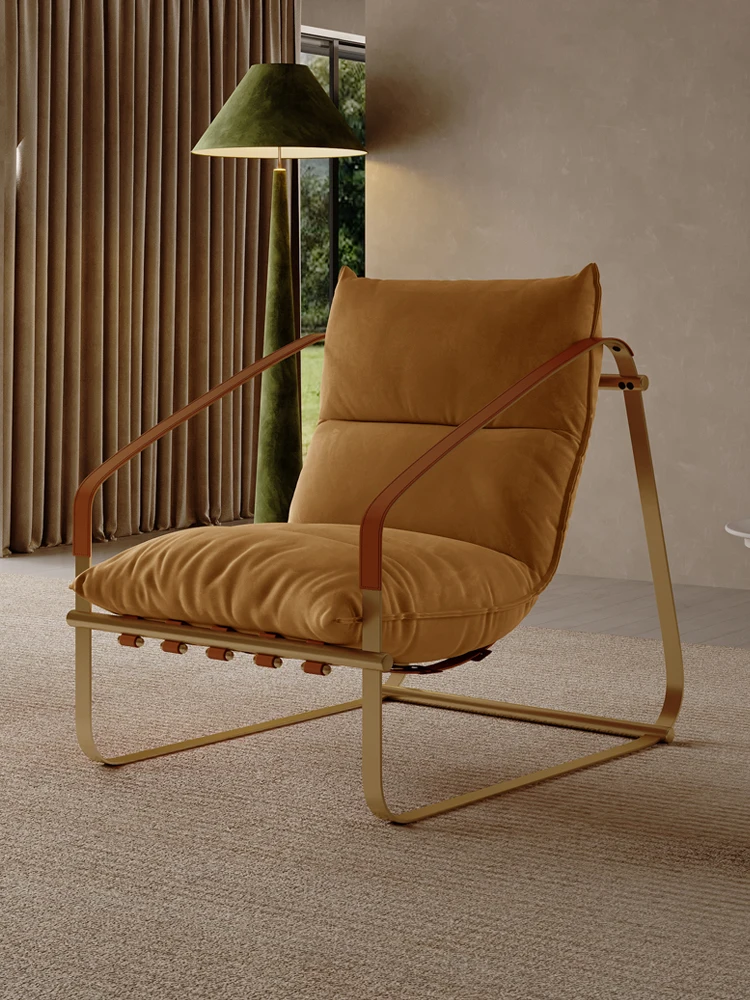 

Стул для отдыха на балконе, кресло для гостиной светильник, роскошное современное простое кресло из нержавеющей стали с откидывающейся спинкой