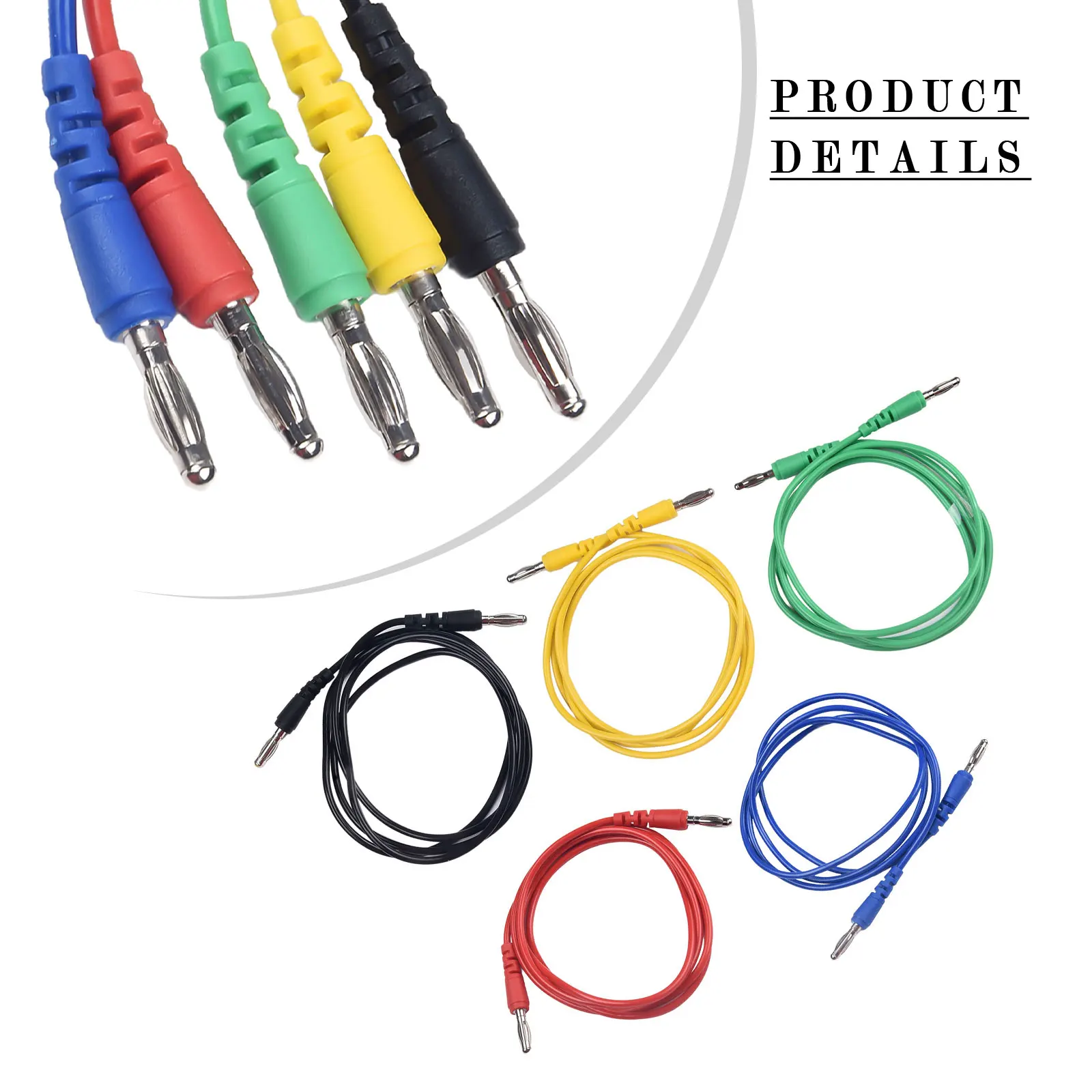 

High Quality Hot Sale Practical Brand New Test Lead Test Wire 1m Long 4mm Copper Banana Plug 5pcs/set Portable
