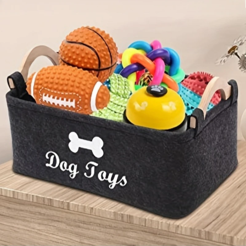 Spacious Pet Storage Basket - Foldable & Versatile Organizer with Sturdy Handles for Dog Toys, Clothes & Grooming Supplies 2