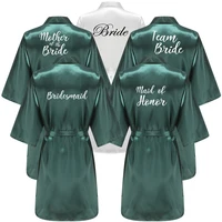 Robe de mariée d'équipe de fête de mariage avec lettres blanches, pyjama Kimono en Satin, peignoir de demoiselle d'honneur, YE6522 1