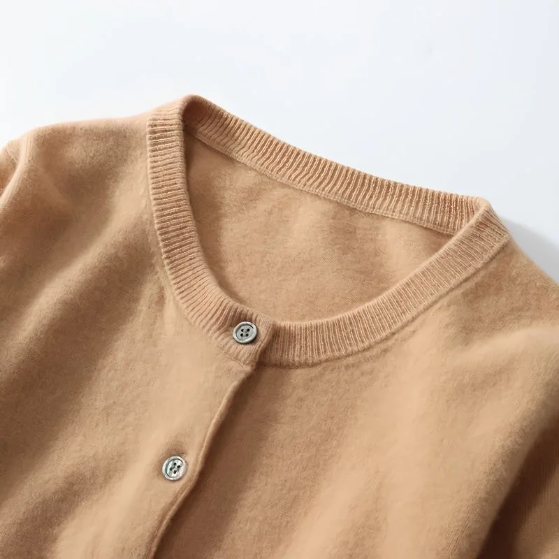 Women Cardigans Sweater O-neck Spring Autumn Knitted Cashmere Cardigans Solid Single Breasted Womens Sweaters DF4934 6
