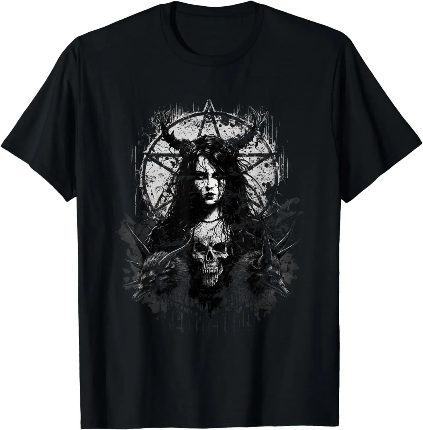 

2024 spring and fall t shirt Gothic Aesthetic Occult Unholy Grunge Emo Punk Satanic T-Shirt short sleeves pure cotton streetwear