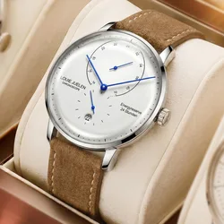 Elegant Waterproof Men's Quartz Watch with Tempered Double - Curved Glass (Multicolor)