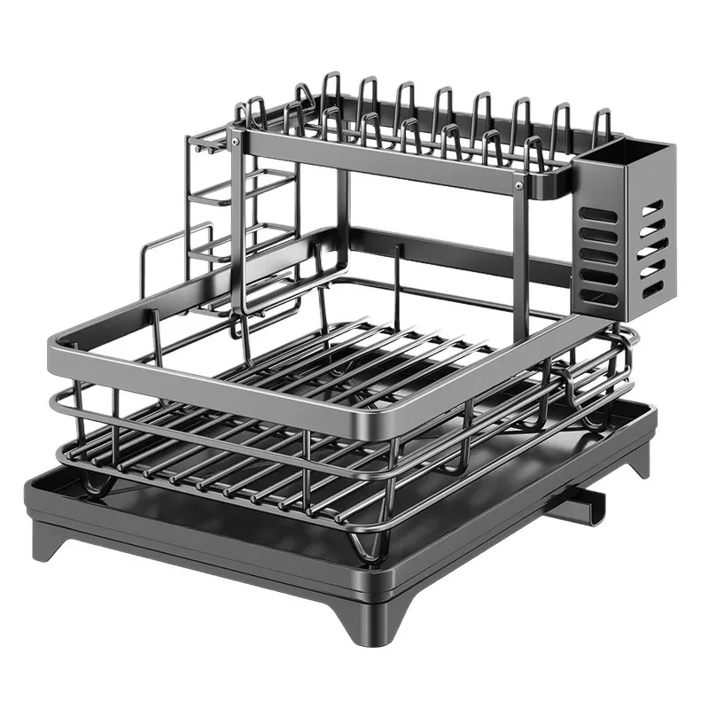 Stainless Steel Adjustable Dish Drying Rack With Drainboard Over Sink Plate Organizer Kitchen Storage Rack
