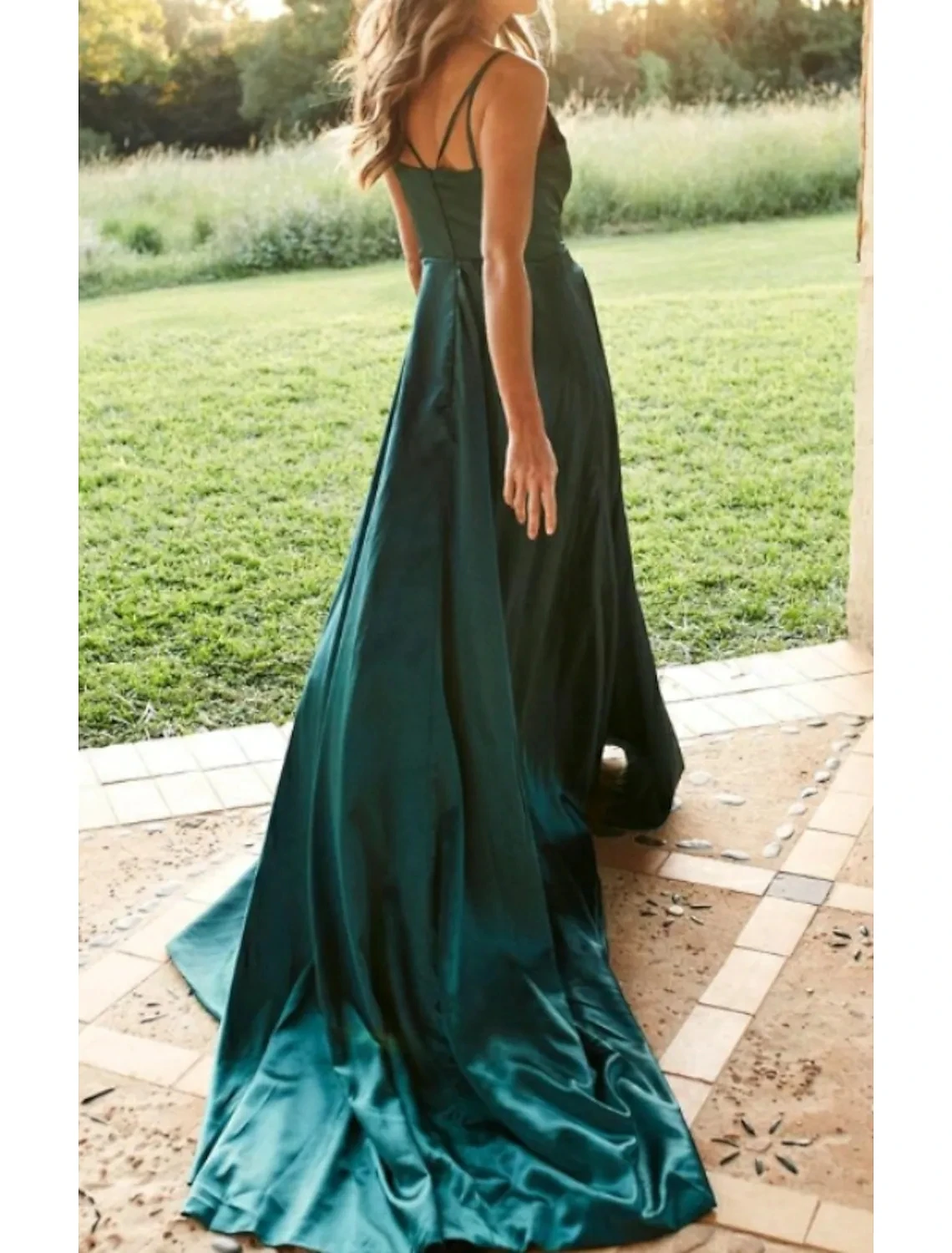 black formal dresses Sexy Hunter Green Satin Formal Evening Dresses 2022 Spaghetti Strap V-neck Slit Prom Party Gown New Robe De Soiree Vestidos plus size formal dress