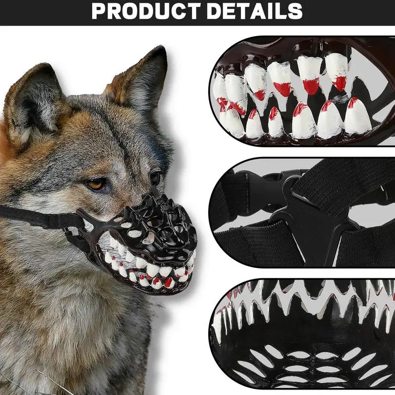 Halloween Dog Muzzle Teeth Creepy Dog Costume Large Teeth Spooky Prop Halloween Costume Hilarious Muzzle