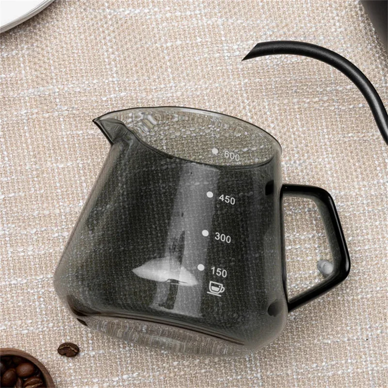 Glass Coffee Server 600ml Iced Tea Drink Pour Over Dripper with Scale Household Bar Pot Kitchen for Coffee Server