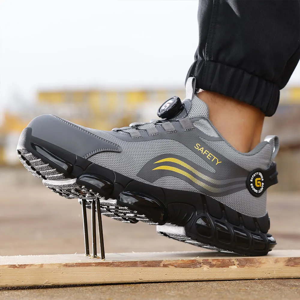 YIZHONCO homme chaussures de sécurité pour le travail maille supérieure respirant semelle en TPU rembourré anti-dérapant léger homme chaussures de sécurité pour le travail – Image 3