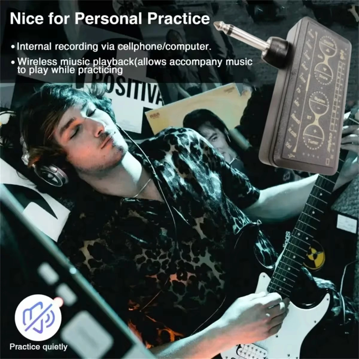 M-VAVE H8 Wireless Guitar Amp w/ Delay/Reverb FX, Headphone & PA Output-Rechargeable Mini for Electric/Bass/Acoustic