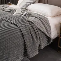 Fashionable wide body solid color striped blanket flannel blanket cover blanket 1