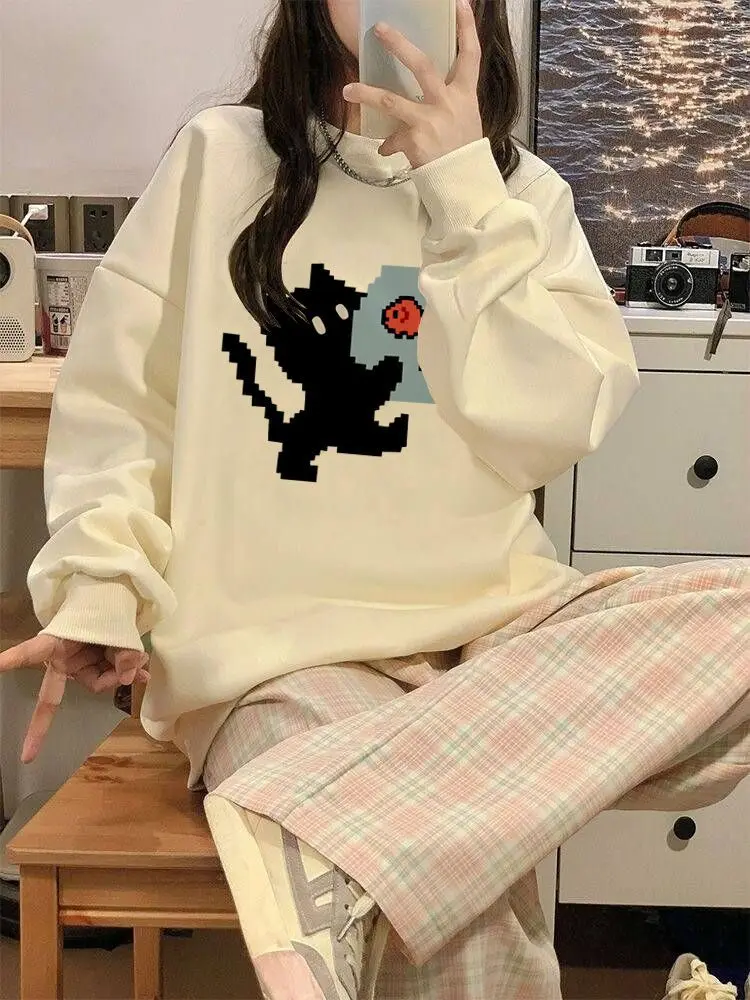 

Kawaii Y2K Cartoon Print Crewneck Sweatshirts Women Japanese 2000s Style Cute Long Sleeve Hoodies Harajuku Cotton Tops Autumn