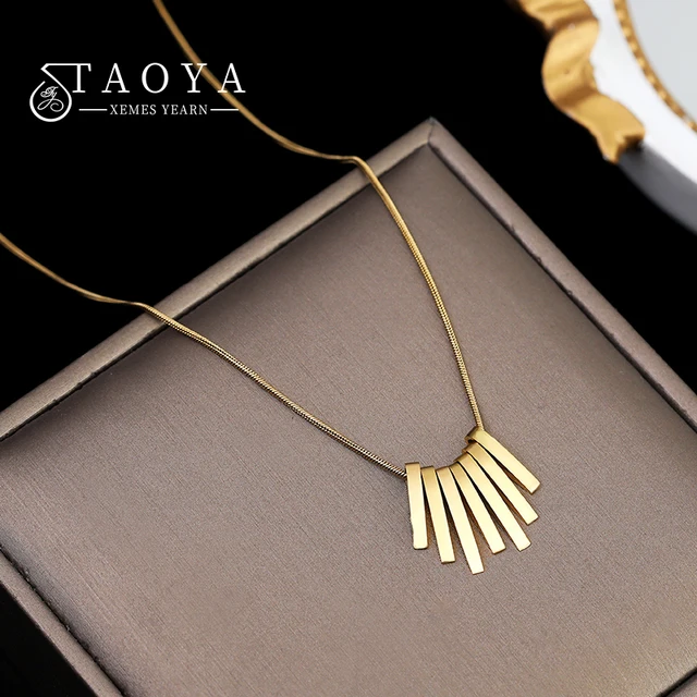 Unique Geometric Strip Titanium Steel Necklace For Woman Gift Korean 2023 New Girl s Sexy Jewelry Student Party s Clavicle Chain