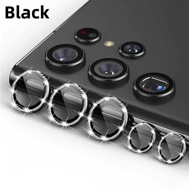 Bling Diamond Glass Camera Lens Protector with Ring Cap Locator