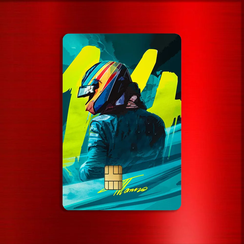 Racing Driver F-Fernando Alonso Stickers For Debit Bank Credit Cards Metro Bus Pass Sticker Decoration Cover 4PCS Card Skin