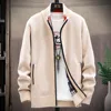 Knitted Cardigan Solid Color Sweater Men Zipper Autumn New Long-sleeved Jacket Warm Fleece Cardigans Jacket 1