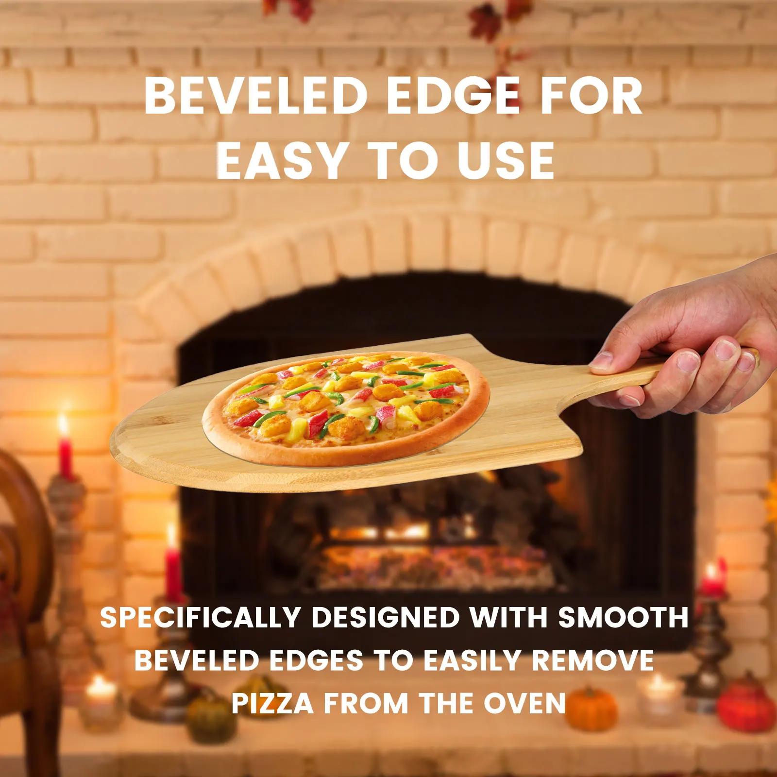 Bamboo Pizza Peel Baking Tools Wooden Pizza Cutting Board with Comfortable Handle Rectangular Peeling Cutting Board Cut pizza peel pizza bakeware