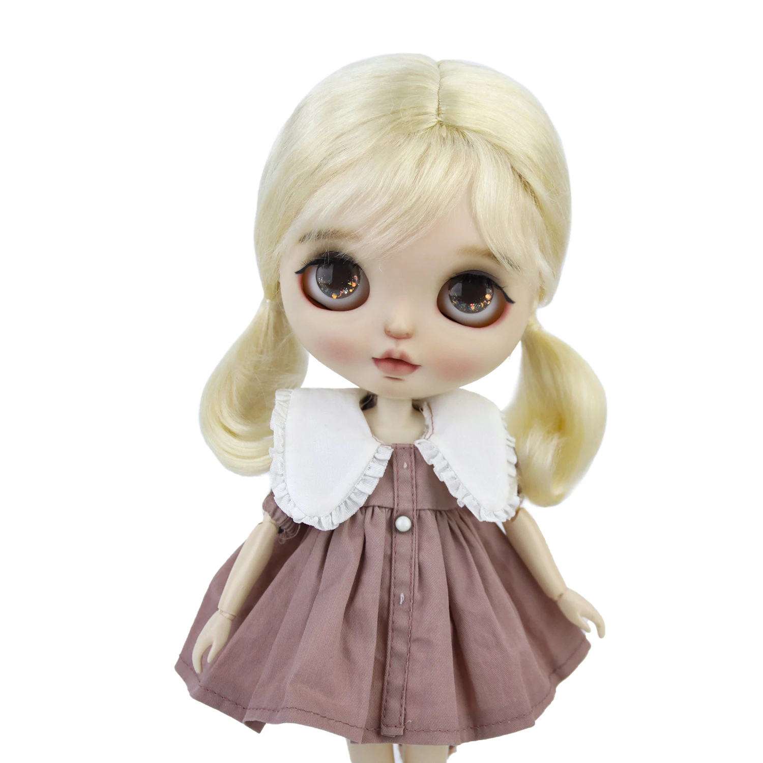 Mohair Doll Wig 9-10'' Pigtails ponytail Blonde Plaits Dolls Hair Wefts Soft Mohair for Blythe Doll Accessories