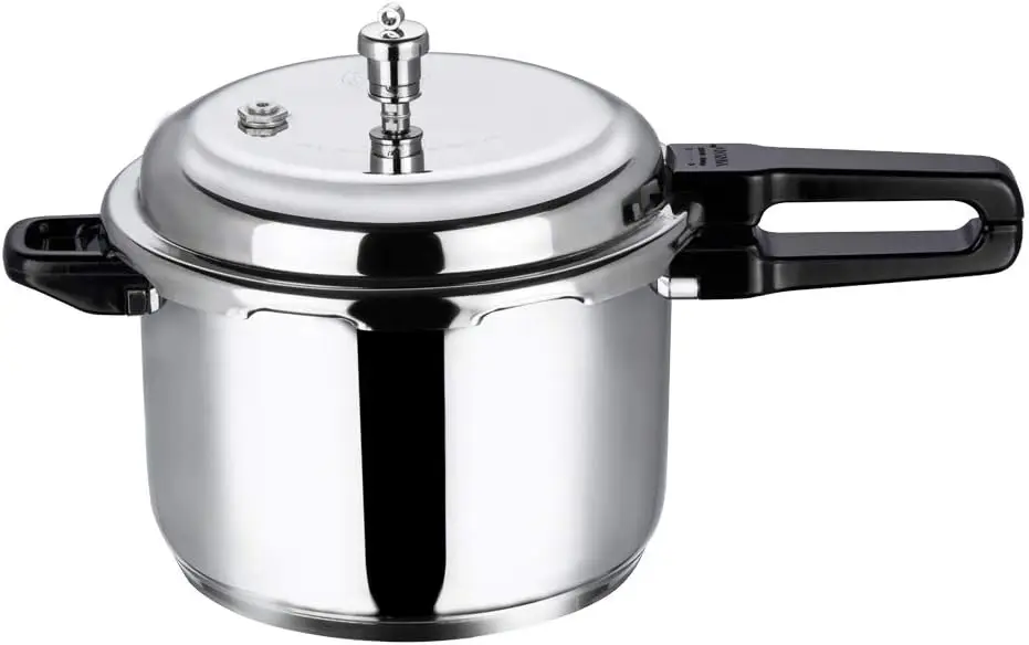 

Cooker Stainless Steel \u2013 Outer Lid - 7 Liter \u2013 Induction Base Cooker \u2013 Indian Pressure Cooker \u2013 Sandwich Bot