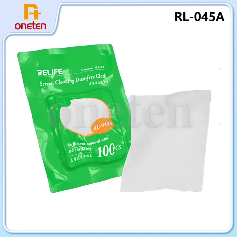 RELIFE RL-045A 100 시트/팩 무진 청소 물티슈, 휴대폰 패드 태블릿 LCD 스크린 카메라 청소 먼지 천, 4x4 인치