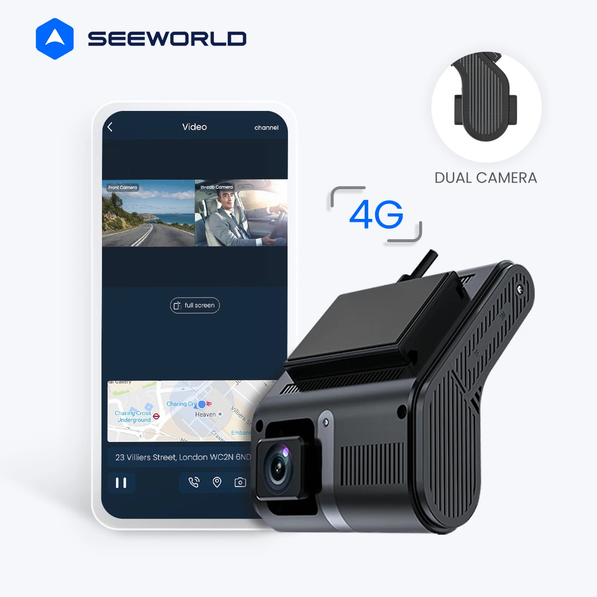 Front and Rear View Integrate 4G Dual Lens Dash Cam Camera