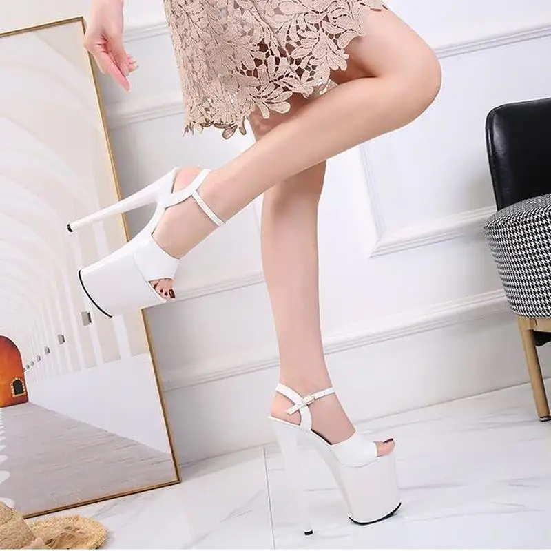 20cm Platform Sandals Stiletto Heels Women Pole Dancing Shoes Nightclub Plus Size 34-45 women high heels platform high heels sandals platform sandals ankle buckle sandals