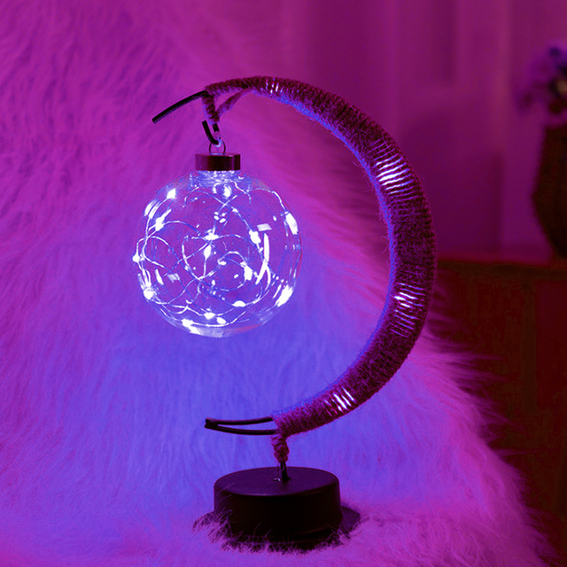 Moon Sepak Takraw Lamp Line Rattan Handmade Hemp Rope Wrought Iron Night Light Home Decoration Night Lamp Christmas Gifts