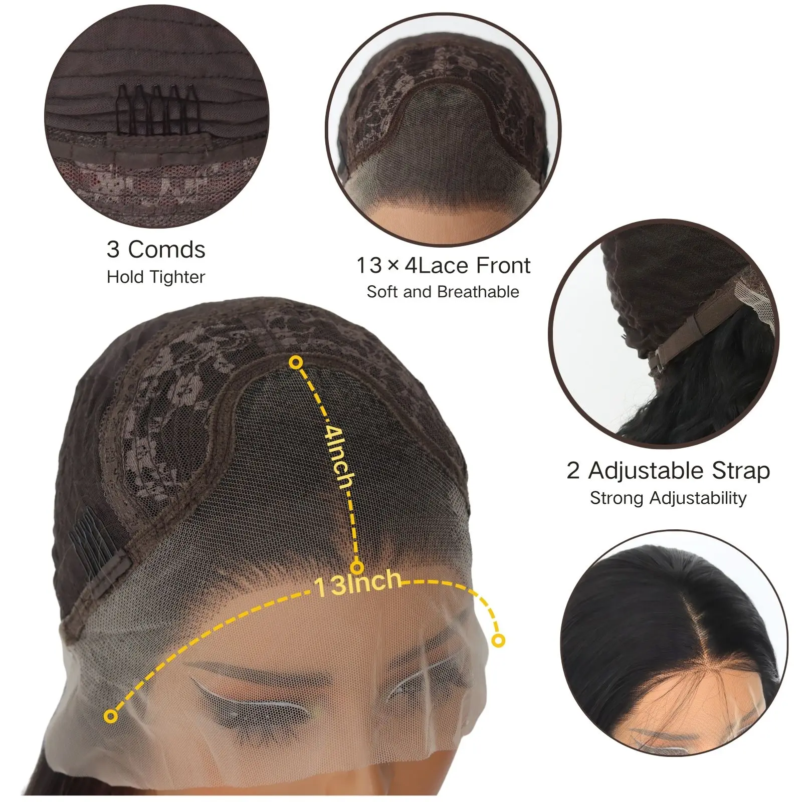 Black Body Wavy 13x4 Lace front wig Long Wave Lace Front Synthetic Wig Black Wavy Wig  Pre Plucked Natural Hairline Wig 24Inch