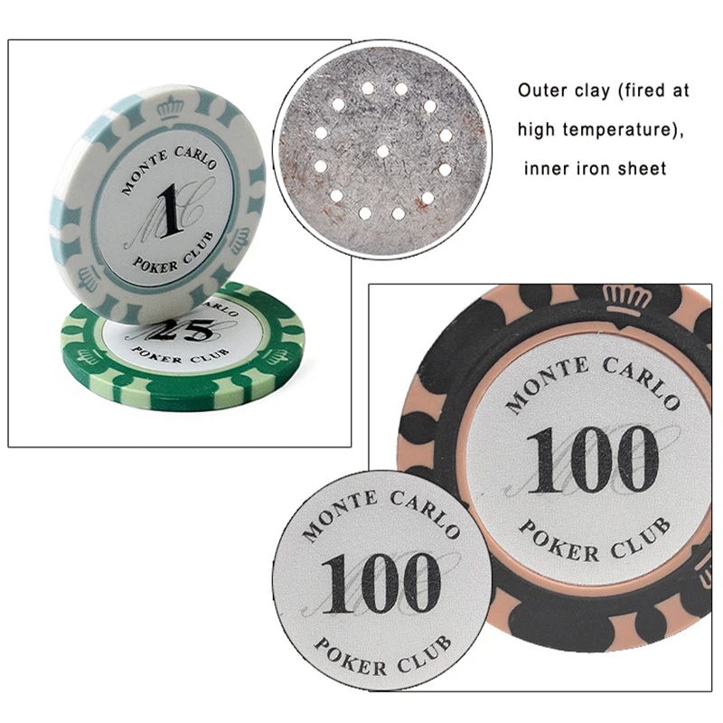 5pcs/Lot Crown Texas Poker Mahjong Chips 4X0.33cm Casino Coins Baccarat Card Protector Outer Fired Clay Inner Iron Sheet 14g