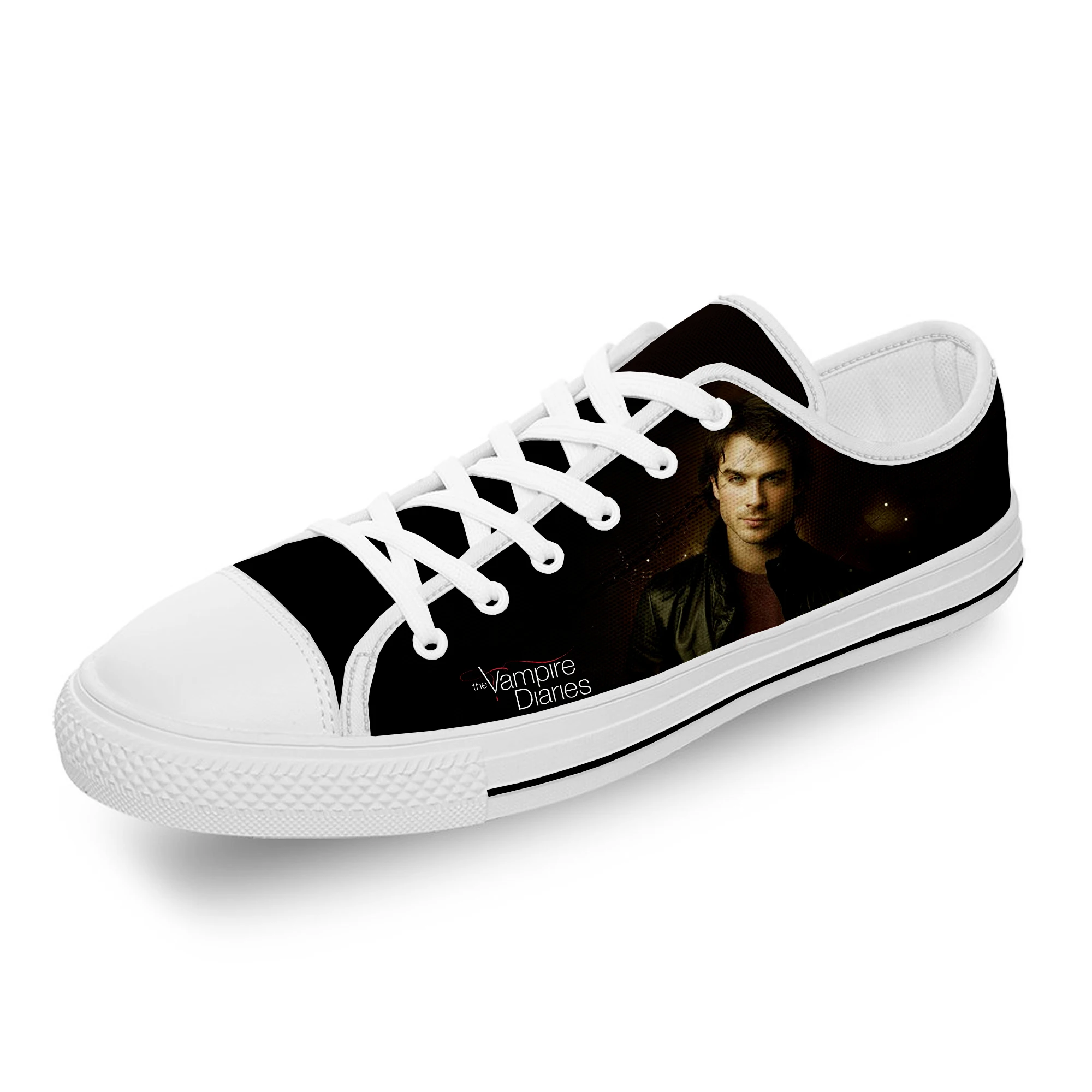 

The Vampire Diaries Damon Salvatore White Cloth 3D Print Low Top Canvas Shoes Men Women Lightweight Breathable Sneakers