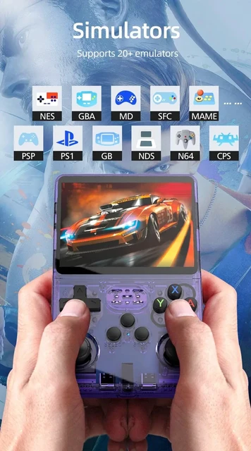 Console Rétro R36S – Écran IPS 3,5'', 64 Go, 10 000+ Jeux Préchargés, Couleur Violette