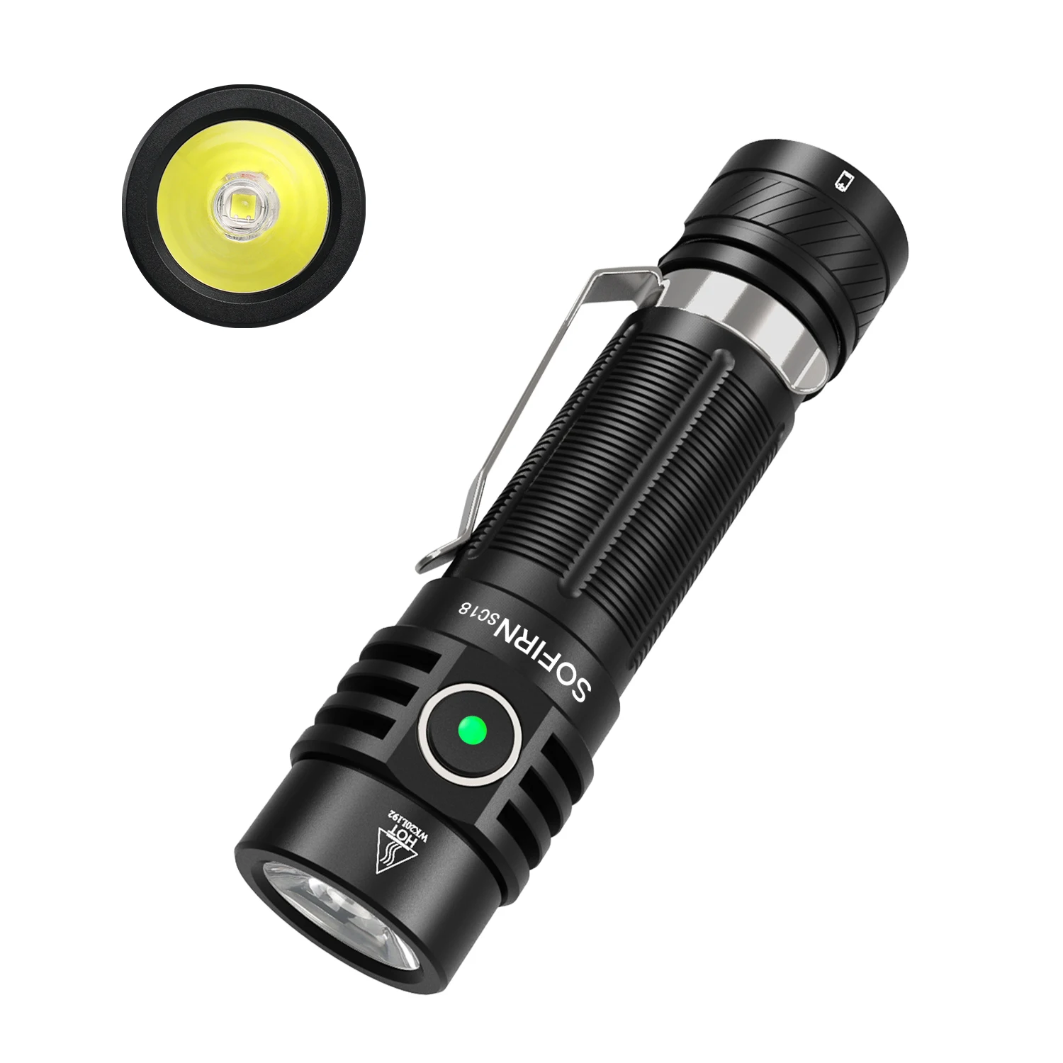 Sofirn SC18 1800lm EDC Flashlight USB C Rechargeable SST40 LED 18650 Torch TIR Optics Lens Lantern with Power indicator