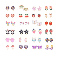 R2LE 24Pairs/set Kids Clip-on Earrings Flower Heart Clip-on Earring Set for Girl 1