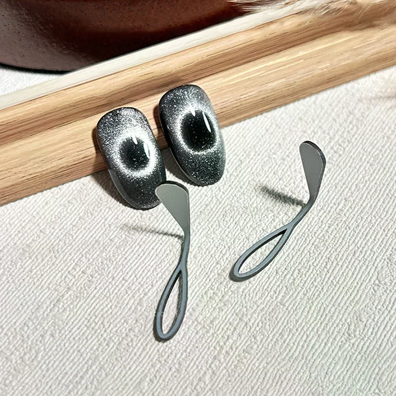 블랙홀 캣아이 디자인 마그네틱 네일 아트 도구, 속이 빈 캣아이 올리브형 마그네틱 보조 도구, DIY 살롱 매니큐어용