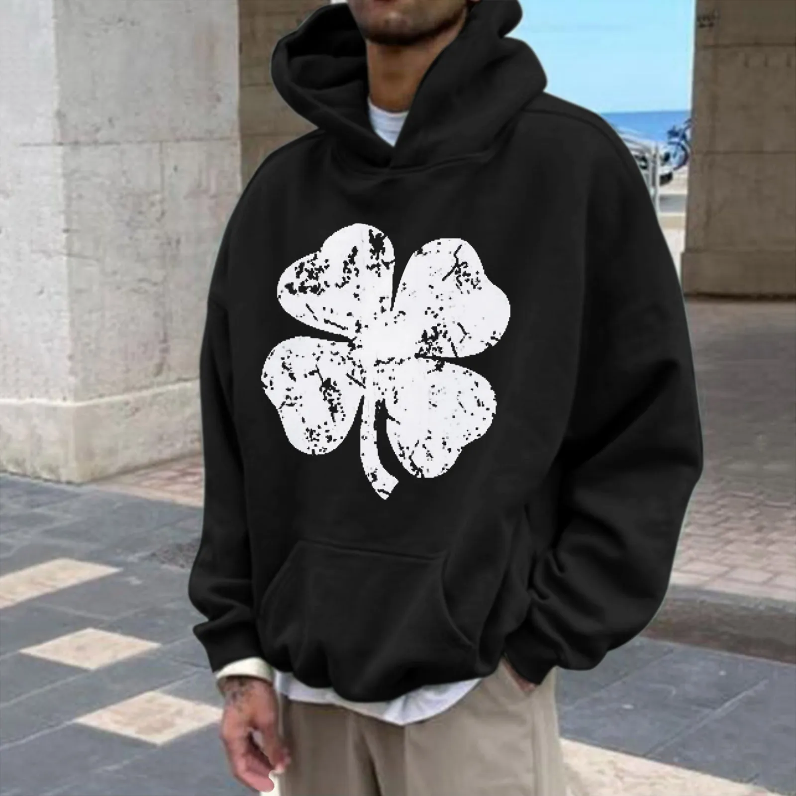 

Mens St Patricks Day Print Sweatshirt Fashion Trend Pullover Casual Hoodie Loose Pullover Sweater Oversize Leisure Style Tops