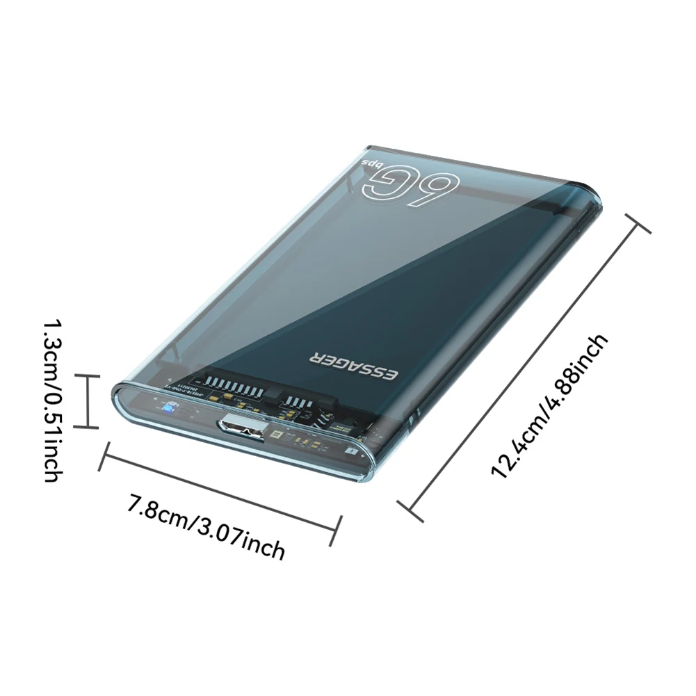 2.5 Inch SATA Box Hard Disk Enclosure Tool-Free USB 3.0 Mobile Hard Drive Cases 6Gbps Speed for 2.5inch 7/9.5mm SATA HDD SSD hdd enclosure external hard drive housing