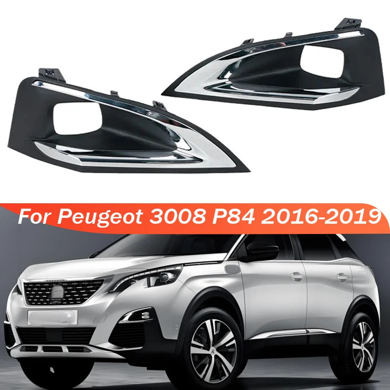 SZYNBQ Grille antibrouillard Compatible avec Peugeot 3008 2013 2014 2015 Couvercle De Phare Antibrouillard pour Pare-Choc Avant, Garniture De Cadre De Lampe De Remplacement,(1PCS Left